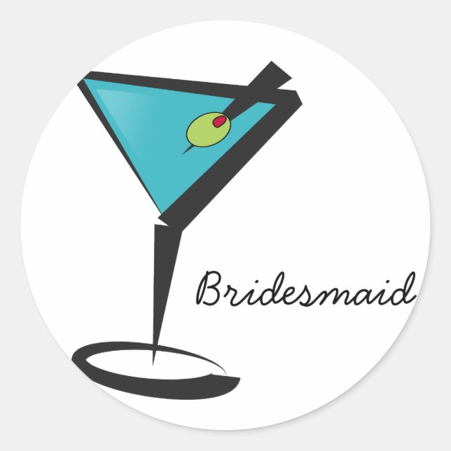 Pegatina Redonda Fun Aqua Martini (Anverso)