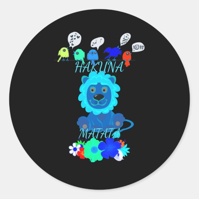 Pegatina Redonda Fun Baby Lion Simba Kenya Mara Safari (Anverso)