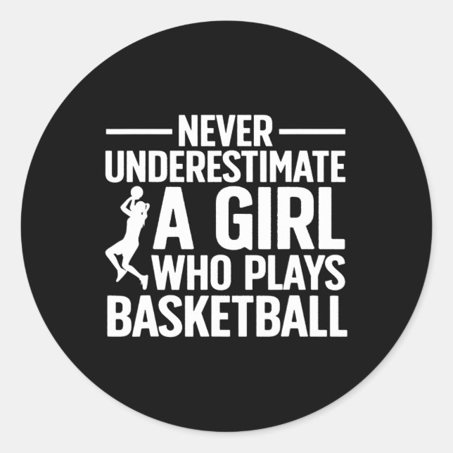 Pegatina Redonda Fun Basketball Art Para Chicas Jóvenes Adolescente (Anverso)