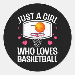 Pegatina Redonda Fun Basketball Art Para El Colegio De Mujeres Chic