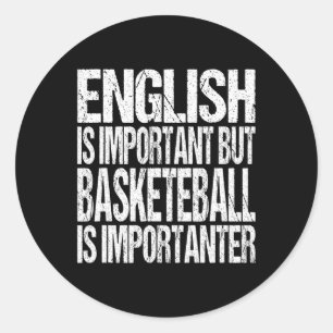 Pegatina Redonda Fun Basketball Cita Inglés Es Importante Jugador F