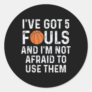 Pegatina Redonda Fun Basketball Player Hoops 5 Fouls