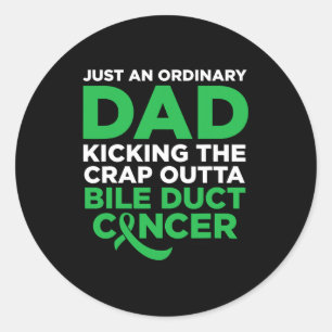 Pegatina Redonda Fun Bile Duct Combatiente De Cáncer Cita Para Papá
