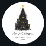 Pegatina Redonda Fun Black Cat Meowy Christmas Tree<br><div class="desc">¡Este divertido pegatina de 'Meowy Navidades es perfecto para los amantes del gato! Un árbol de Navidad hecho de lindos gatos negros con ojos amarillos brillantes está coronado con una estrella dorada. El fondo blanco y el diseño lúdico le dan un toque retro, caprichoso y moderno, lo que lo convierte...</div>
