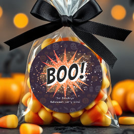 Pegatina Redonda Fun Black y Naranja Boo Halloween Favor