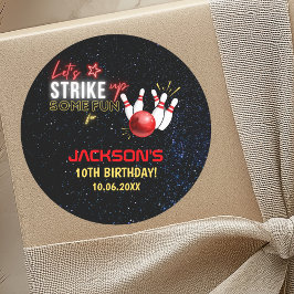 Pegatina Redonda Fun Bowling party for Kids