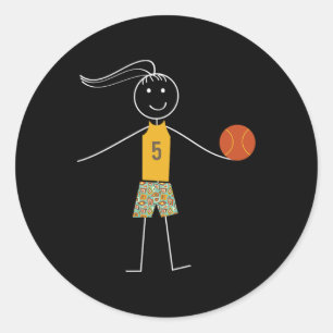 Pegatina Redonda Fun Bysketbyll Chicas Bysketbyll Player