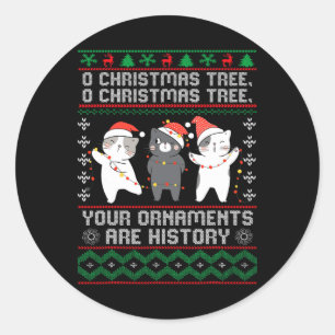 Pegatina Redonda Fun Cats navidad Ornamentos Pajama Familia Gato Lo