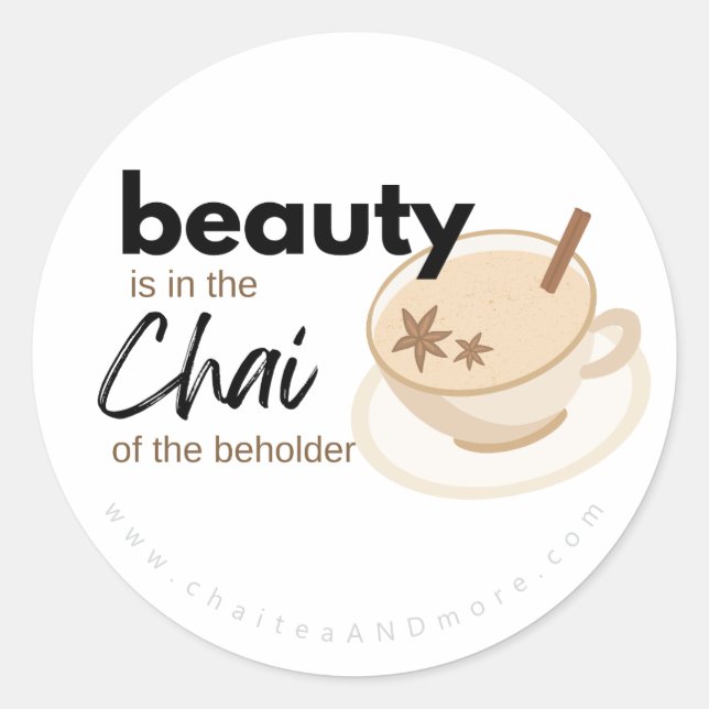 Pegatina Redonda Fun Chai Puns y Chai del observador (Anverso)