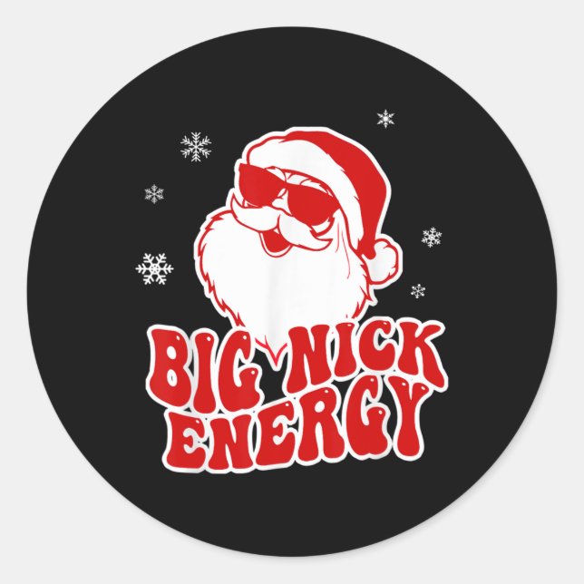Pegatina Redonda Fun Christmas Big Nick Energy Santa Naughty Adult  (Anverso)