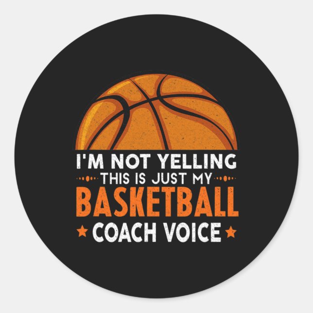Pegatina Redonda Fun Coach Basketball Lover (Anverso)