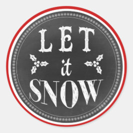 Pegatina Redonda Fun Cute Let It Snow Blackboard