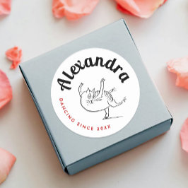 Pegatina Redonda Fun Dancing Cat Rojo Y Blanco Edward Lear Classic