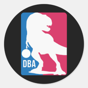 Pegatina Redonda Fun Dinosaur Basketball