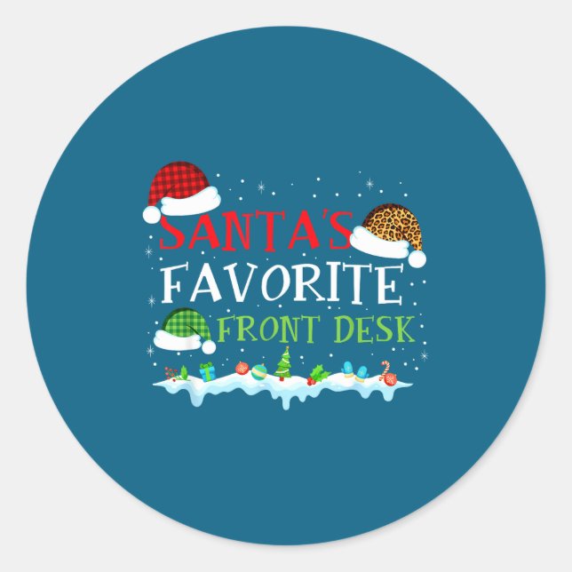 Pegatina Redonda Fun Favorite Desk Front Santa s Fun (Anverso)