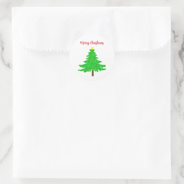 Pegatina Redonda Fun Festive Merry Christmas Trees (Bolso)