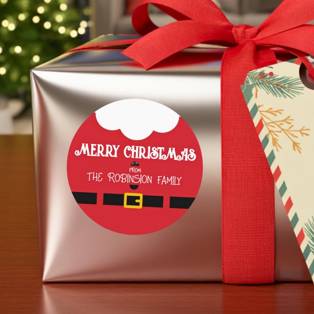 Pegatina Redonda Fun Festive Minimalist Santa Claus Christmas (Subido por el creador)