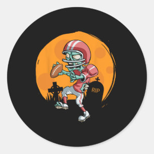 Pegatina Redonda Fun Football Zombie Player Halloween Spor