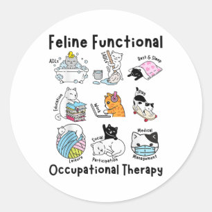 Pegatina Redonda Fun Fun Cat Funcional Terapia Ocupacional Sin