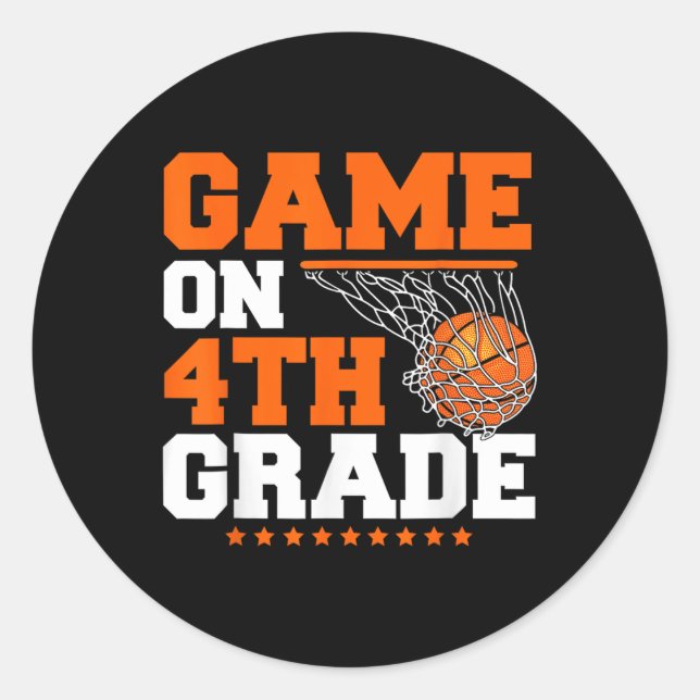 Pegatina Redonda Fun Games On Cuarto Grado Basketball First Day Of (Anverso)