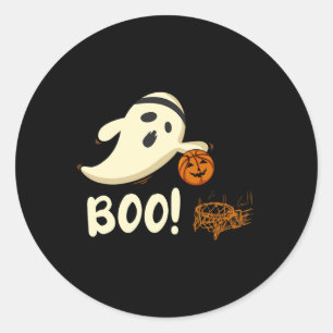 Pegatina Redonda Fun Ghost Player Boo Baloncesto disfraz de Hallowe