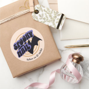 Pegatina Redonda Fun Halloween Bat Spooky Pequeña Oferta Empresaria