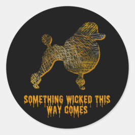 Pegatina Redonda Fun Halloween en la silueta de perro caniche