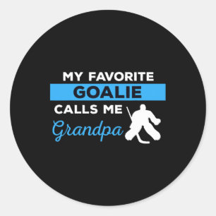 Pegatina Redonda Fun Hockey Abuelo Goalie Jugador Regalo deportivo