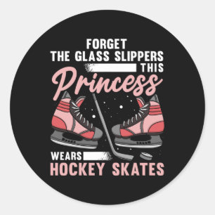 Pegatina Redonda Fun Ice Hockey Arte Para Mujeres Chicas Jugar Hock