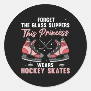 Pegatina Redonda Fun Ice Hockey Arte Para Mujeres Chicas Jugar Hock