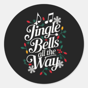 Pegatina Redonda Fun Jingle Bells todo el camino Navidades festivos