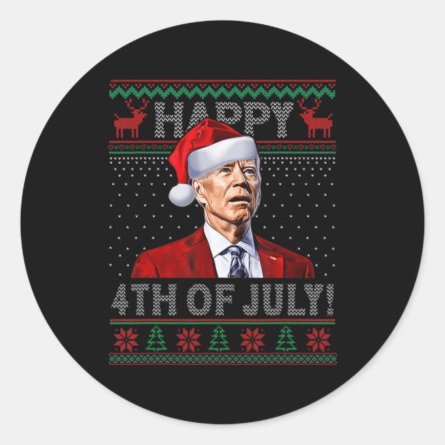 Pegatina Redonda Fun Joe Biden Felices Navidades De Julio (Anverso)