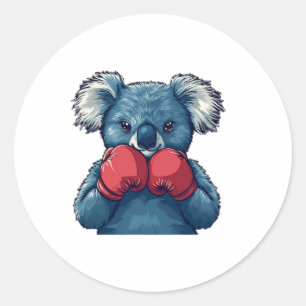 Pegatina Redonda Fun Koala Boxear Para Un Campeón Y Boxear Lo