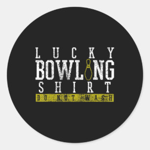 Pegatina Redonda Fun Lucky Bowling Shirt Player Bowlers Pin Gift