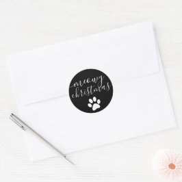 Pegatina Redonda Fun Meowy Navidades Gato Navidades temáticos