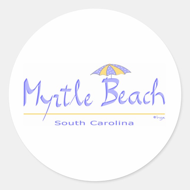 Pegatina Redonda Fun Myrtle Beach, SC (Anverso)