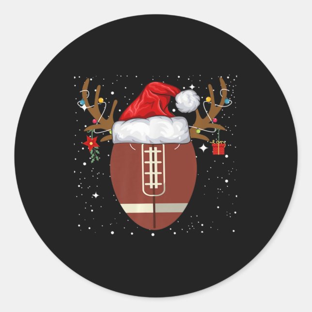 Pegatina Redonda Fun Navidad de renos de Santa Hat (Anverso)