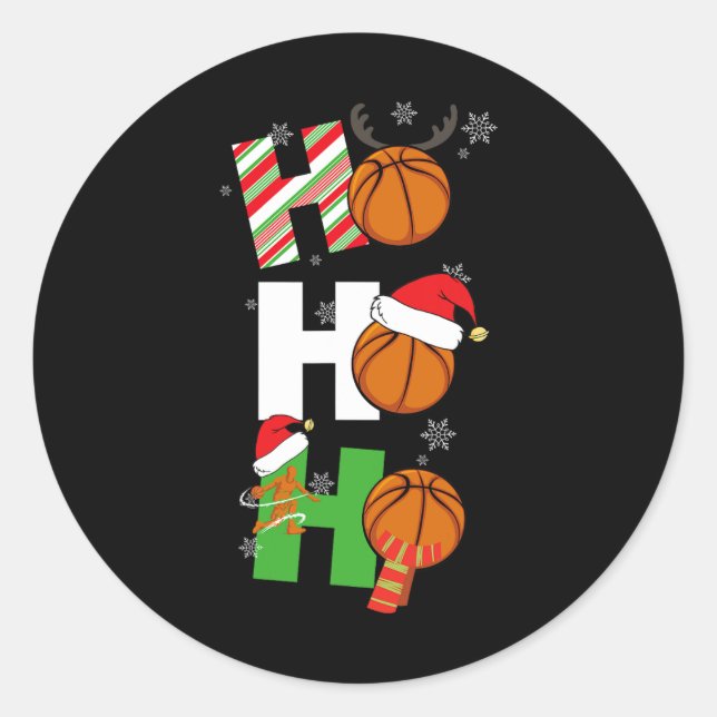 Pegatina Redonda Fun Navidades Baloncesto Pajamas Jugador coincidie (Anverso)