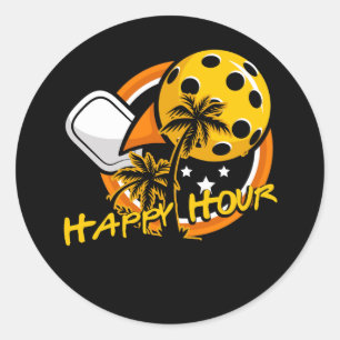 Pegatina Redonda Fun Pickleball Retirement Happy Hour Enorme Pickle