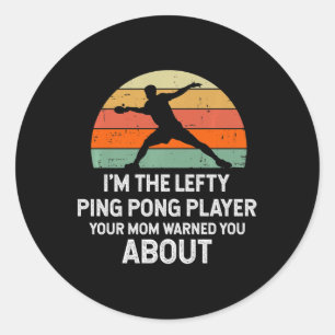 Pegatina Redonda Fun Ping Pong Table Tennis Left Hands Player