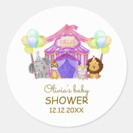 Pegatina Redonda Fun Safari Circus Carnio Globo Baby Shower