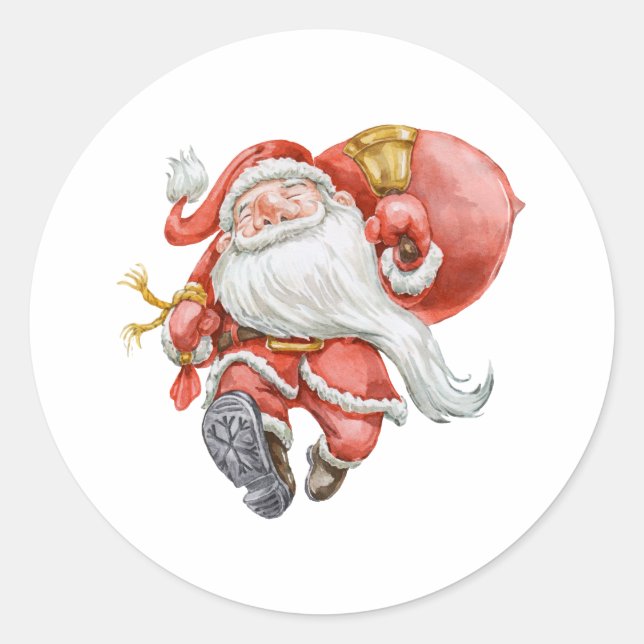 Pegatina Redonda Fun Santa Christmas Sticker (Anverso)