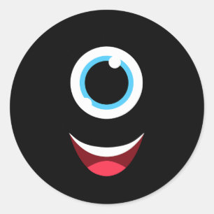 Pegatina Redonda Fun Scary Monster Eyeball Face Easy Halloween