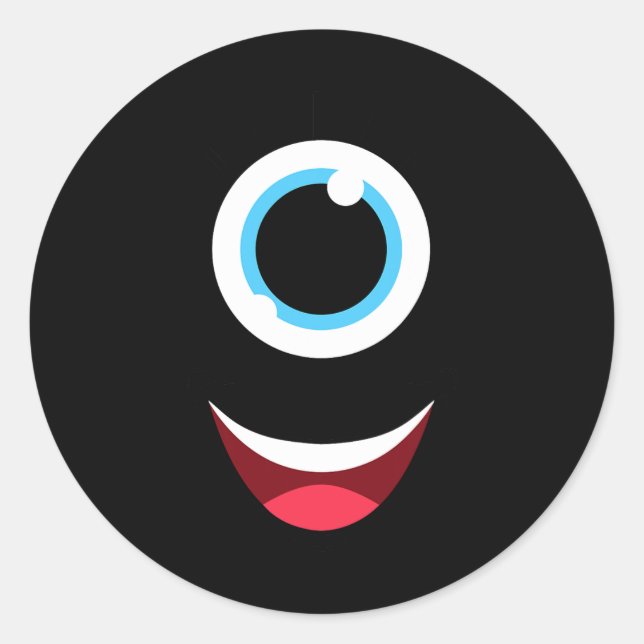 Pegatina Redonda Fun Scary Monster Eyeball Face Easy Halloween (Anverso)