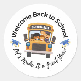 Pegatina Redonda Fun School Bus Sticker for Kids