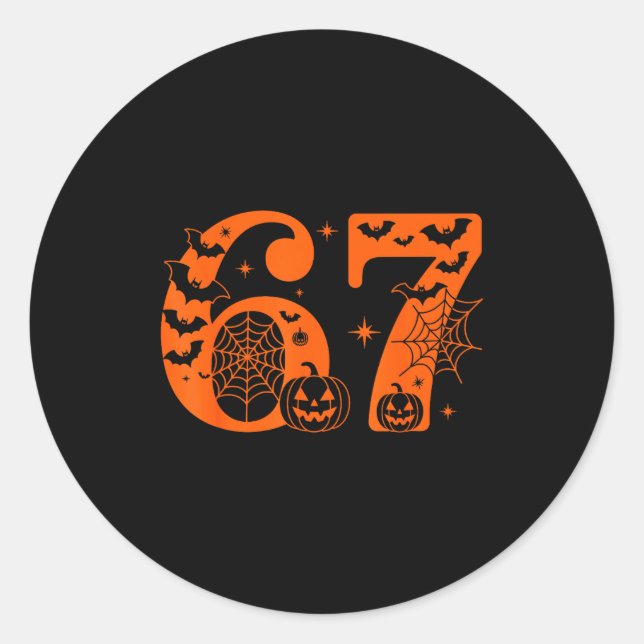 Pegatina Redonda Fun Six Seven 6 7 Meme Design Couples Halloween  (Anverso)