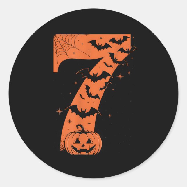 Pegatina Redonda Fun Six Seven 6 7 Meme Design Couples Halloween  (Anverso)