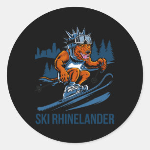 Pegatina Redonda Fun Ski Rhinelander Invierno Aventura Deportiva Lo
