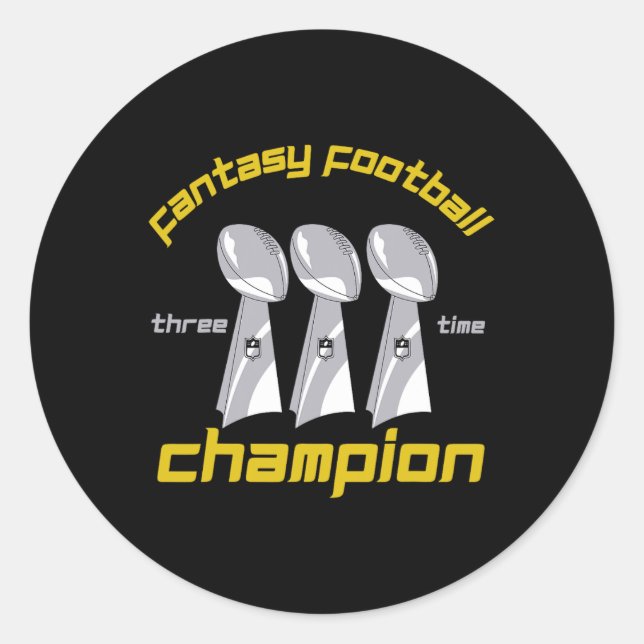 Pegatina Redonda Fun Three Time Fantasy Football League Champion Tr (Anverso)