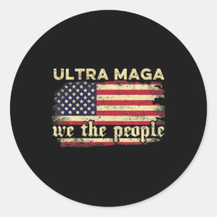 Pegatina Redonda Fun Ultra Maga Vintage Bandera Estadounidense Ultr